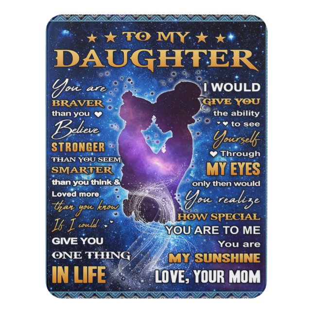 To My Daughter Birthday Gift, Cute Mom Baby Gift Door Sign (Contemporary Vert)