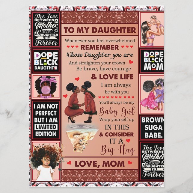 To My Daughter Birthday Gift, Cute Mom Baby Gift Menu (Front)