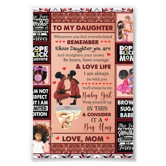 To My Daughter Birthday Gift, Cute Mom Baby Gift Photo Print (Front)