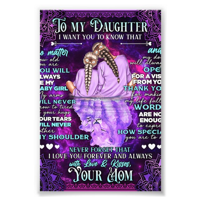 To My Daughter Birthday Gift, Cute Mom Baby Gift Photo Print (Front)