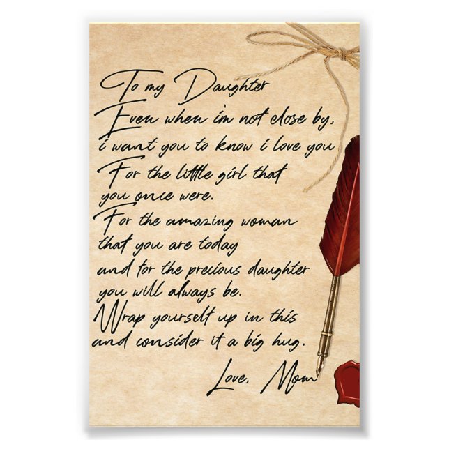 To My Daughter Birthday Gift, Cute Mom Baby Gift Photo Print (Front)