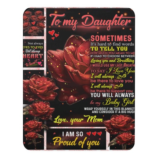 To My Daughter Birthday Gift, Cute Rose Baby Gift Door Sign (Contemporary Vert)