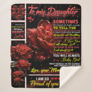 To My Daughter Birthday Gift, Cute Rose Baby Gift Sherpa Blanket