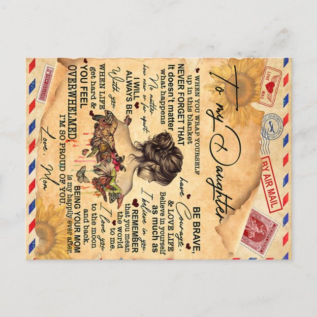 To My Daughter Butterflies Birthday Gift Idea Postcard (Front)