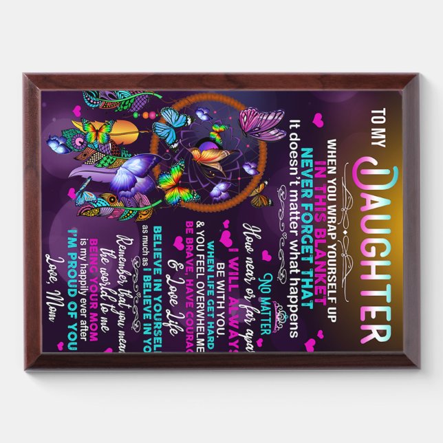To My Daughter Butterflies Gift, Daughter Birthday Award Plaque (Horizontal)