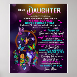 To My Daughter Butterflies Gift, Daughter Birthday Poster