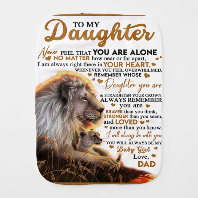 To My Daughter, Daughter Birthday Gift, Baby Girl Baby Burp Cloth (Front)
