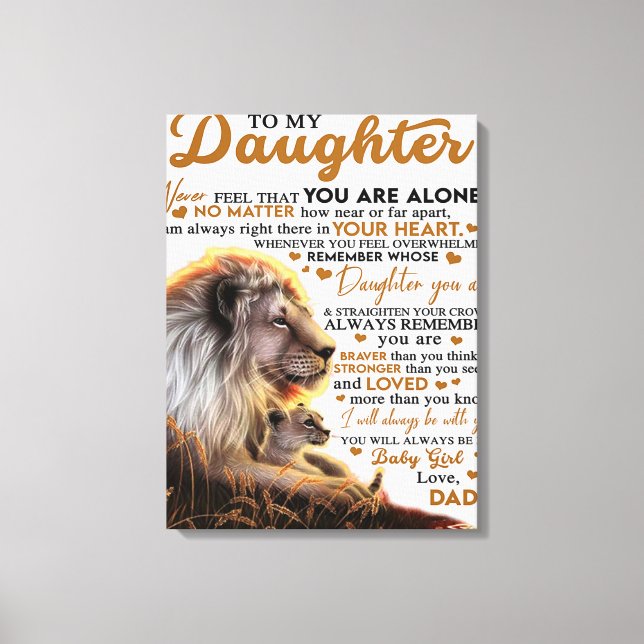 To My Daughter, Daughter Birthday Gift, Baby Girl Canvas Print (Front)