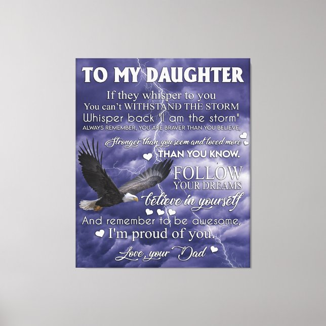 To My Daughter, Daughter Birthday Gift, Baby Girl Canvas Print (Front)