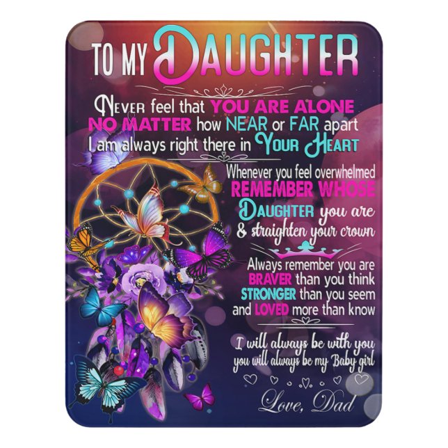 To My Daughter, Daughter Birthday Gift, Baby Girl Door Sign (Contemporary Vert)