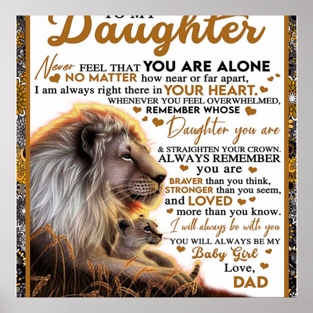 To My Daughter, Daughter Birthday Gift, Baby Girl Poster (Front)
