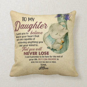 To my daughter from mom throw pillow