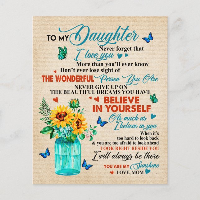To My Daughter Gift,Butterfly Lover,Sunflower Gift Flyer (Front)