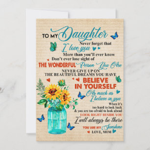 To My Daughter Gift,Butterfly Lover,Sunflower Gift Holiday Card