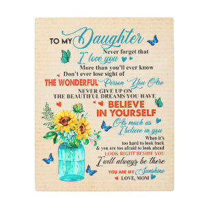 To My Daughter Gift,Butterfly Lover,Sunflower Gift Metal Print