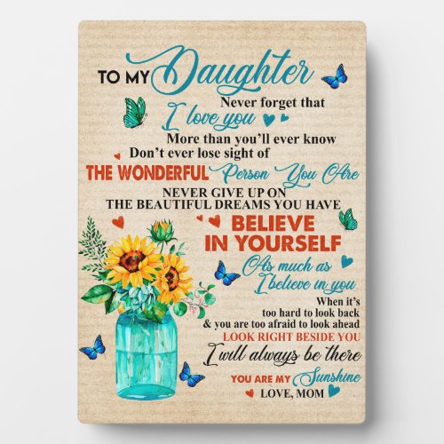 To My Daughter GiftButterfly LoverSunflower Gift Plaque