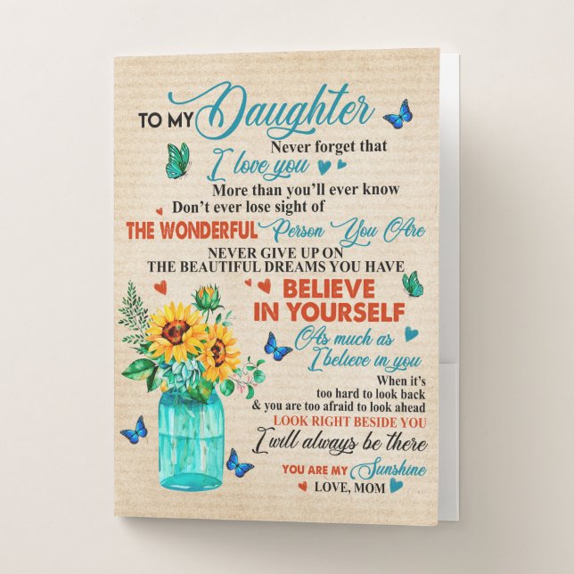 To My Daughter Gift,Butterfly Lover,Sunflower Gift Pocket Folder (Front)