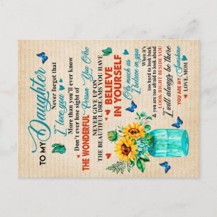 To My Daughter Gift,Butterfly Lover,Sunflower Gift Postcard