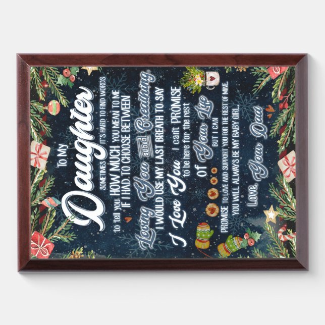 To My Daughter Gift, Christmas Letter To Daughter Award Plaque (Horizontal)