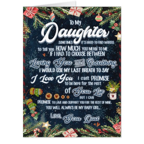 To My Daughter Gift Christmas Letter To Daughter Card