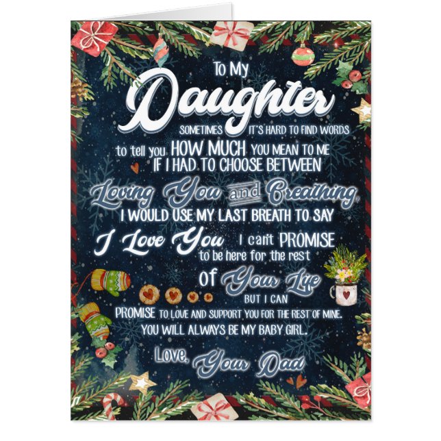 To My Daughter Gift, Christmas Letter To Daughter Card (Front)