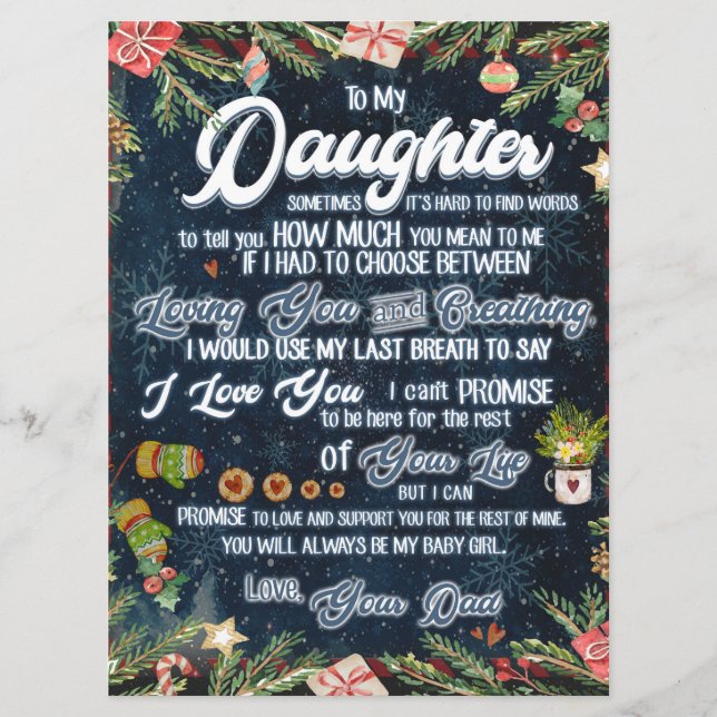 To My Daughter Gift, Christmas Letter To Daughter Menu (Front)