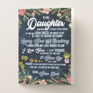 To My Daughter Gift, Christmas Letter To Daughter Pocket Folder