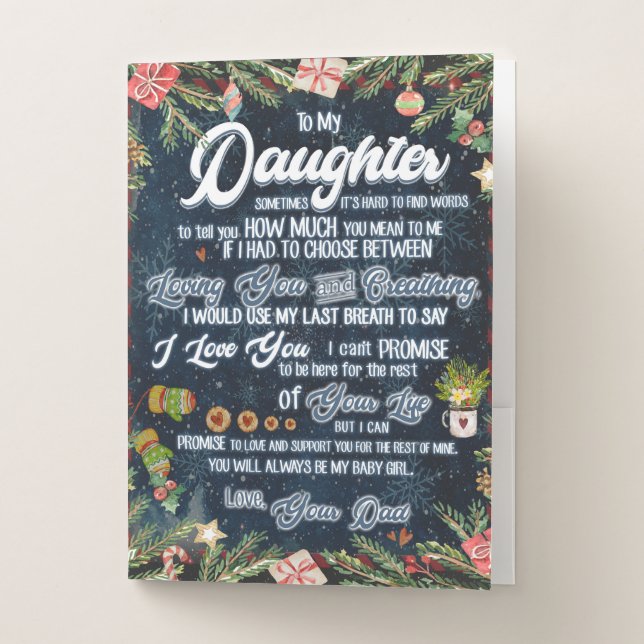 To My Daughter Gift, Christmas Letter To Daughter Pocket Folder (Front)
