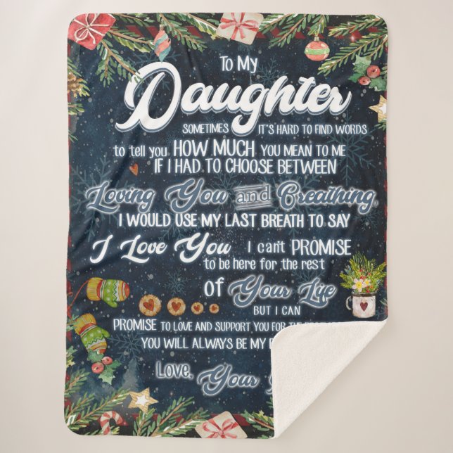 To My Daughter Gift, Christmas Letter To Daughter Sherpa Blanket (Front)