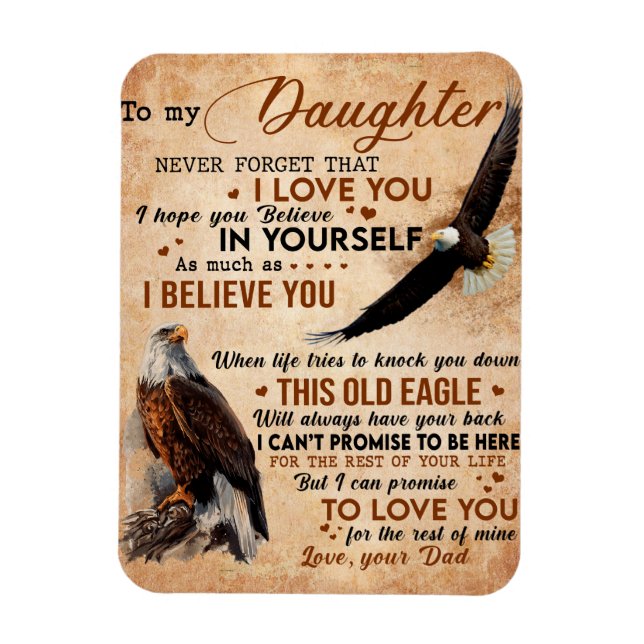 To My Daughter Gift, Dad And Daughter, Eagle Lover Magnet (Vertical)
