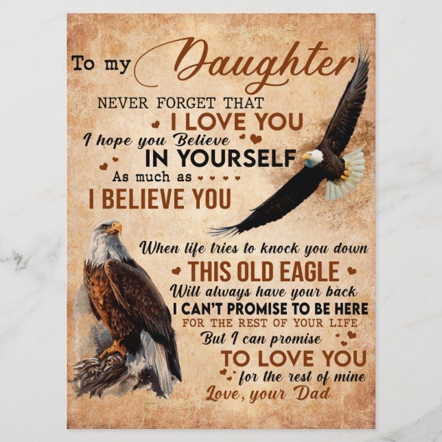 To My Daughter Gift, Dad And Daughter, Eagle Lover Menu (Front)