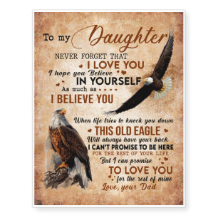 To My Daughter Gift, Dad And Daughter, Eagle Lover Temporary Tattoos