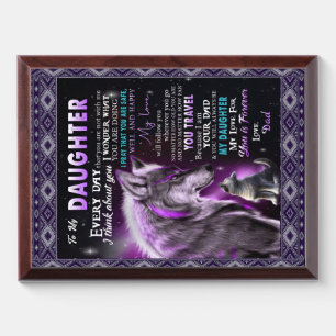 To My Daughter Gift, Daughter And Dad, Wolf Lovers Award Plaque