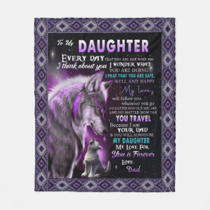 To My Daughter Gift, Daughter And Dad, Wolf Lovers Fleece Blanket