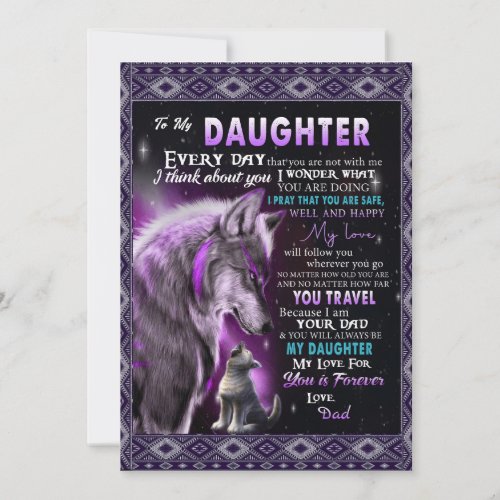 To My Daughter Gift Daughter And Dad Wolf Lovers Holiday Card