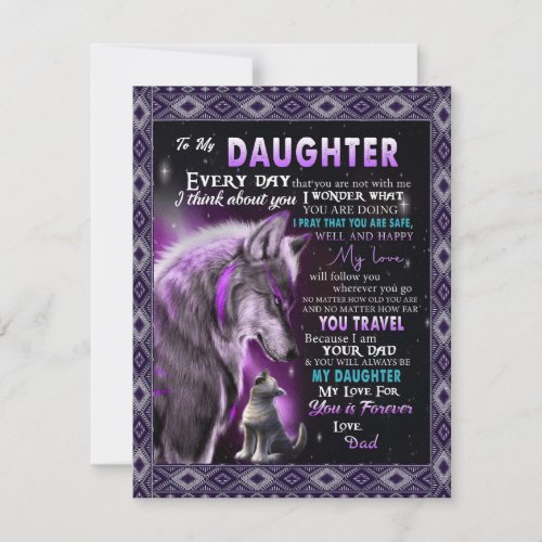 To My Daughter Gift Daughter And Dad Wolf Lovers Invitation