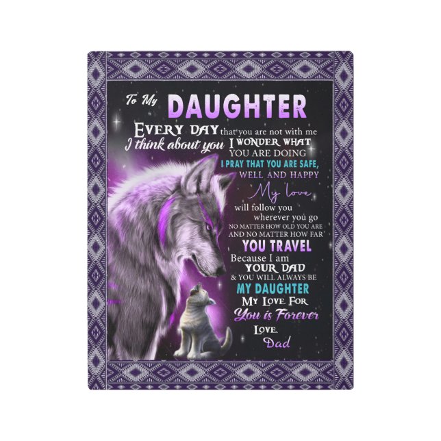 To My Daughter Gift, Daughter And Dad, Wolf Lovers Metal Print (Front)