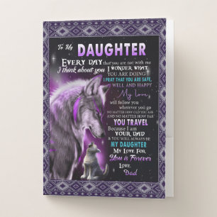 To My Daughter Gift, Daughter And Dad, Wolf Lovers Pocket Folder