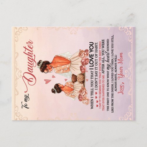 To My Daughter Gift Daughter And Mom Love Letter Announcement Postcard