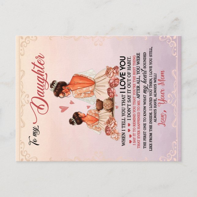 To My Daughter Gift, Daughter And Mom, Love Letter Announcement Postcard (Front)