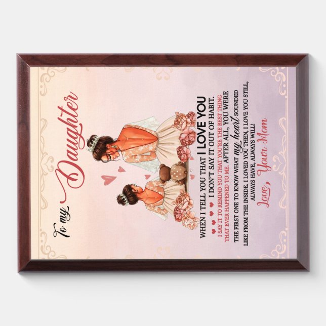 To My Daughter Gift, Daughter And Mom, Love Letter Award Plaque (Horizontal)