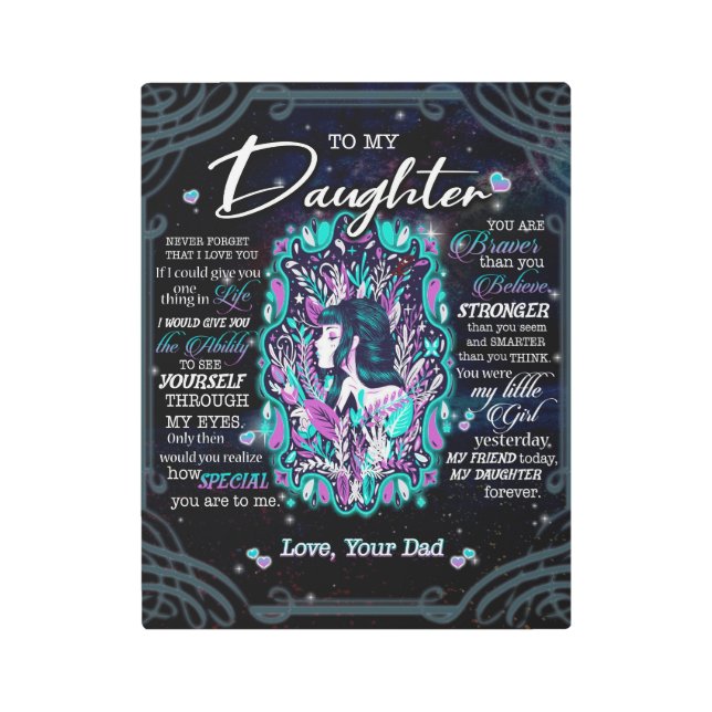 To My Daughter Gift, Letter To Daughter From Dad Metal Print (Front)