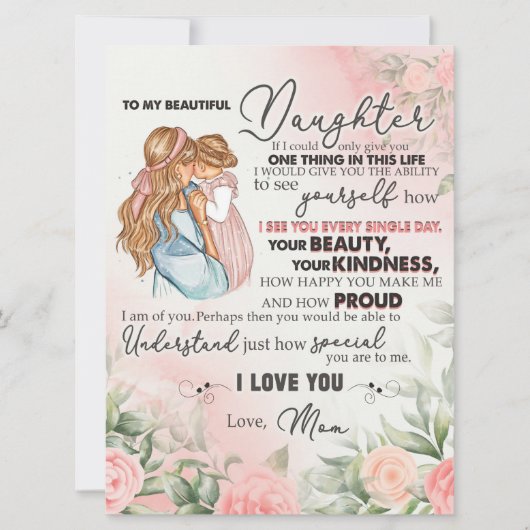 To My Daughter Gift, Love Letter Daughter And Mom (Front)