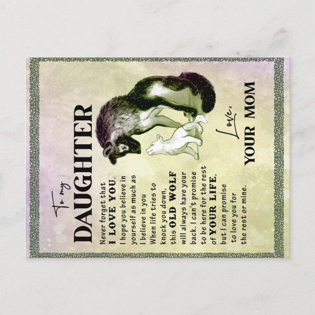 To My Daughter Gift, Love Letter Daughter And Mom Announcement Postcard (Front)