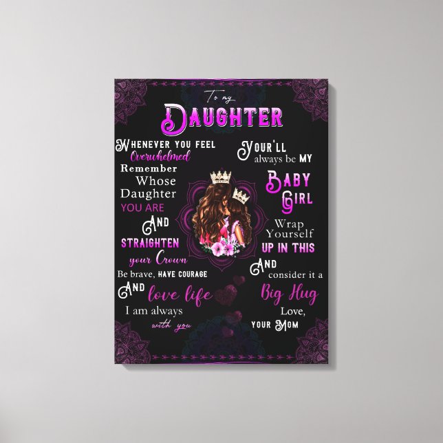 To My Daughter Gift, Love Letter Daughter And Mom Canvas Print (Front)