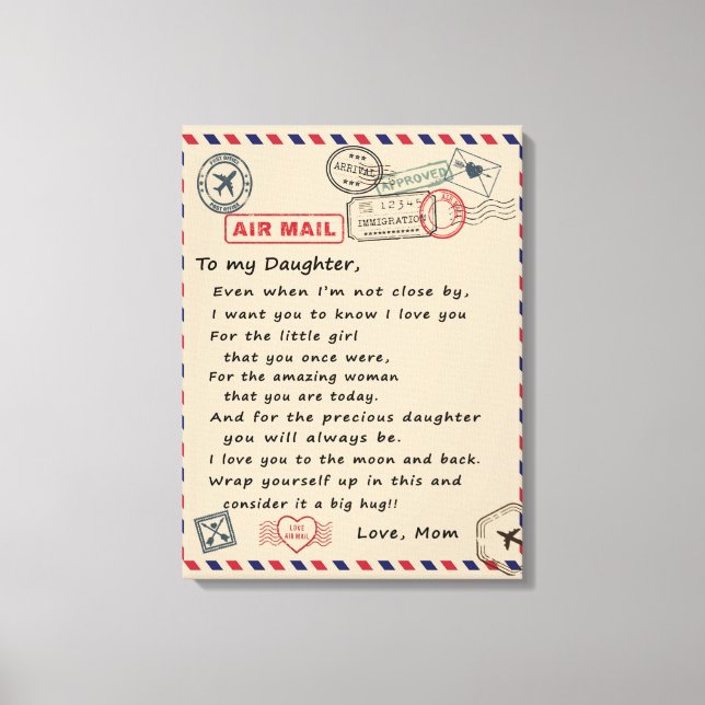 To My Daughter Gift, Love Letter Daughter And Mom Canvas Print (Front)