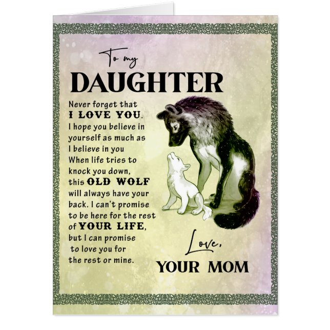 To My Daughter Gift, Love Letter Daughter And Mom Card (Front)