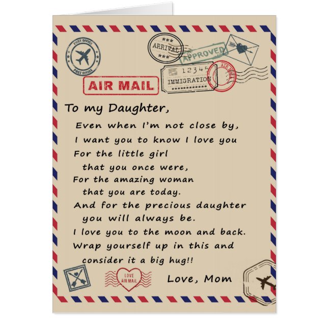 To My Daughter Gift, Love Letter Daughter And Mom Card (Front)