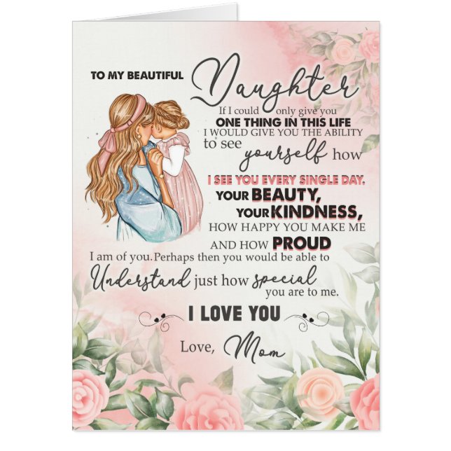 To My Daughter Gift, Love Letter Daughter And Mom Card (Front)