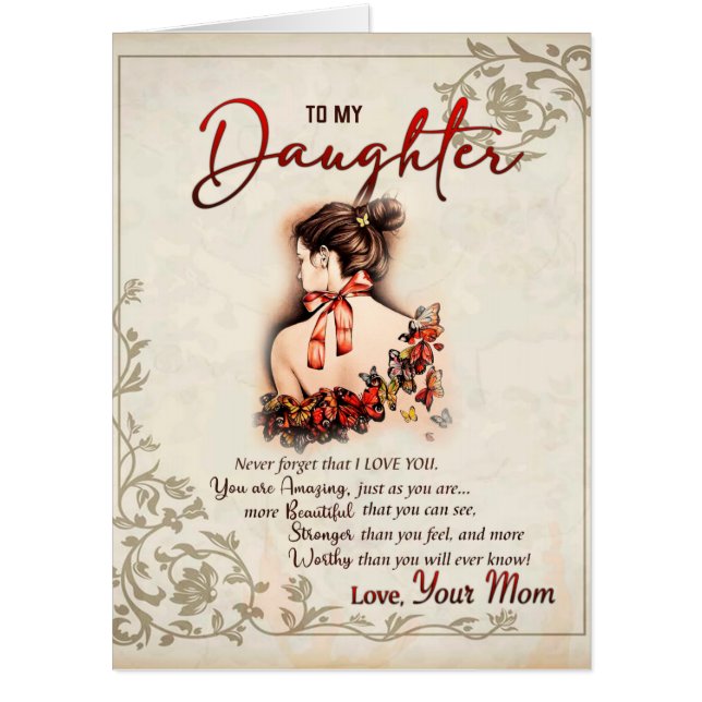 To My Daughter Gift, Love Letter Daughter And Mom Card (Front)